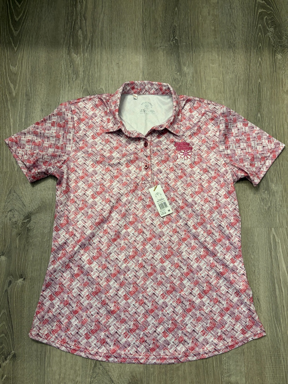 Women's Monterey Club Belles Springs Pink Print Polo- Size M-‎ NWT